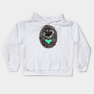 Cute Hedgehog holding a heart Kids Hoodie